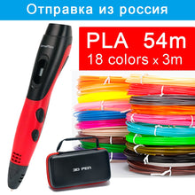 Load image into Gallery viewer, SMAFFOX 3D Pen With 18 Colors 54 Meter PLA Filament Printing Pen Support  ABS and PLA Kids Diy Drawing Pen With LCD Display
