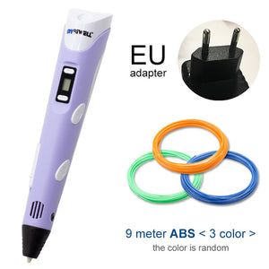 Myriwell 3D Pen LED Screen DIY 3D Printing Pen 100m ABS Filament Creative Toy Gift For Kids Design Drawing