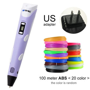 Myriwell 3D Pen LED Screen DIY 3D Printing Pen 100m ABS Filament Creative Toy Gift For Kids Design Drawing