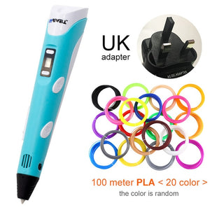 Myriwell 3D Pen LED Screen DIY 3D Printing Pen 100m ABS Filament Creative Toy Gift For Kids Design Drawing