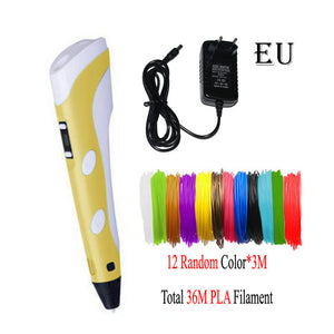 Dikale 3D Printing Pen DIY 3D Pen Pencil 3D Drawing Pen Stift PLA Filament For Kid Child Education Creative Toys Birthday Gifts