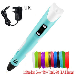 Dikale 3D Printing Pen DIY 3D Pen Pencil 3D Drawing Pen Stift PLA Filament For Kid Child Education Creative Toys Birthday Gifts