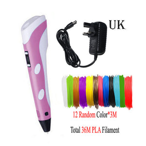 Dikale 3D Printing Pen DIY 3D Pen Pencil 3D Drawing Pen Stift PLA Filament For Kid Child Education Creative Toys Birthday Gifts